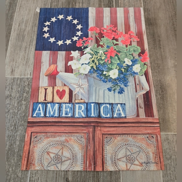 I Love America Patriotic House, Porch & Garden Flag Length 18" Width 12.5" - Picture 1 of 4